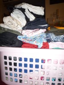 Folded laundry in a basket is a enabler